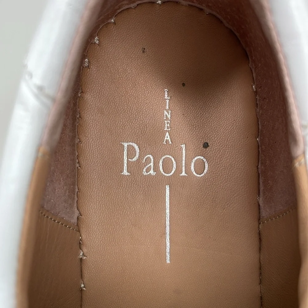 Linea Paolo Sneakers Women's 7.5 White Leather Espadrille Lace Up Shoes